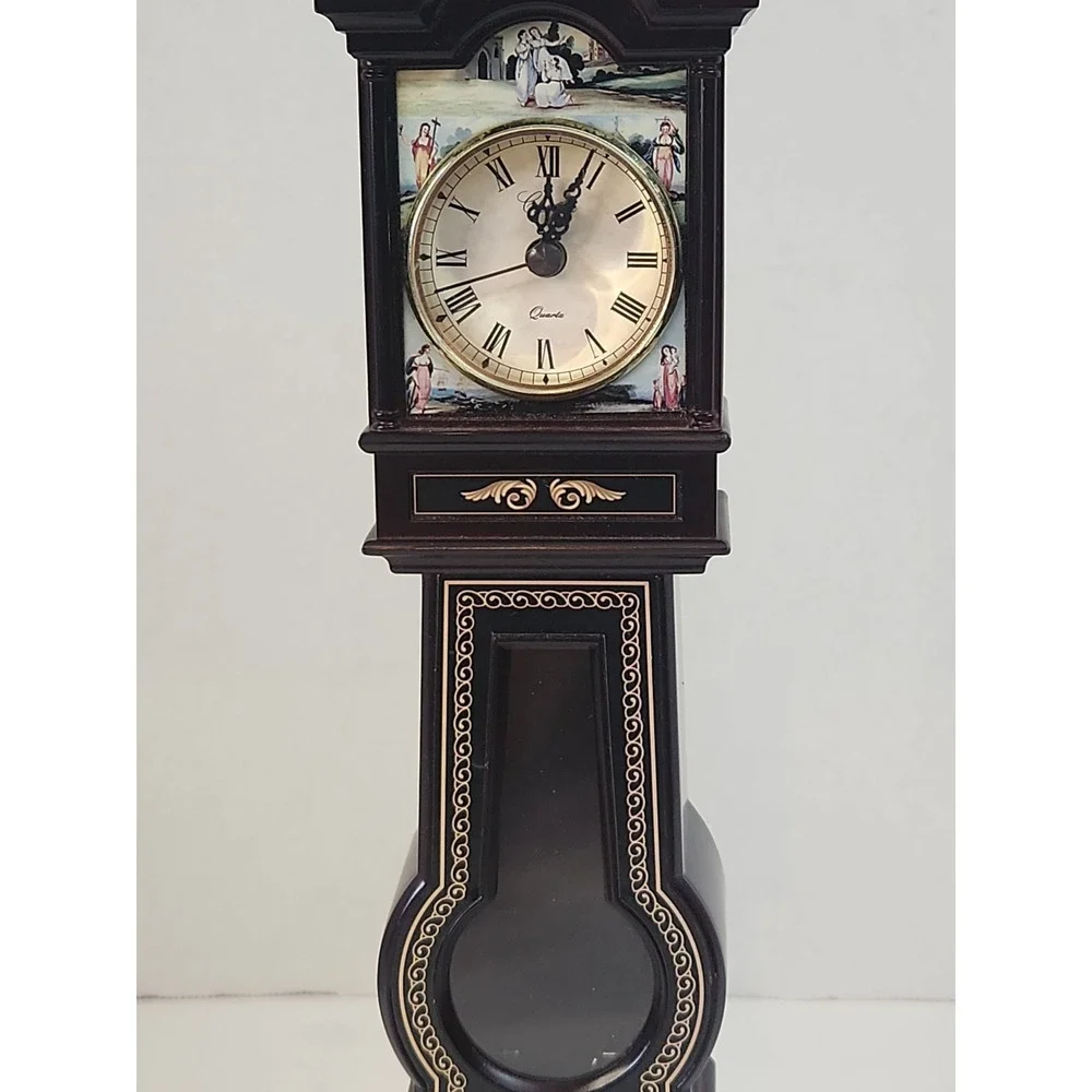 Vintage 1980s Chester Quartz Mini Grandfather Clock Works Plastic No Pendulum